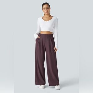 Halara Flex High Waisted Pocket Wide Leg Waffle Work Pants, Size M Medium